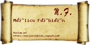 Málics Fábián névjegykártya